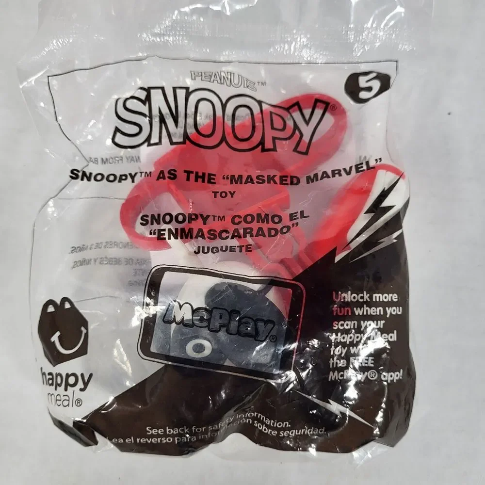 2 Peanuts Snoopy Happy‎ Meal McDonalds Toys 2018 #5 Masked Marvel #10 Helicopter - Picture 2 of 7